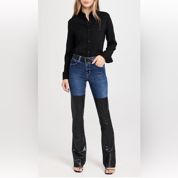 New L’Agence Ruth High Rise Straight Jeans in Magnolia Black Coated 2 Tone Sz 23 - Picture 15 of 15